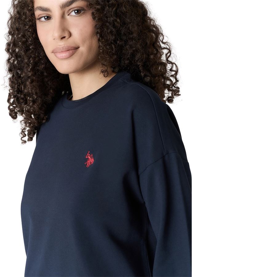 Rake Felpa girocollo da donna in cotone con logo U.S. Polo Assn | US43387001177